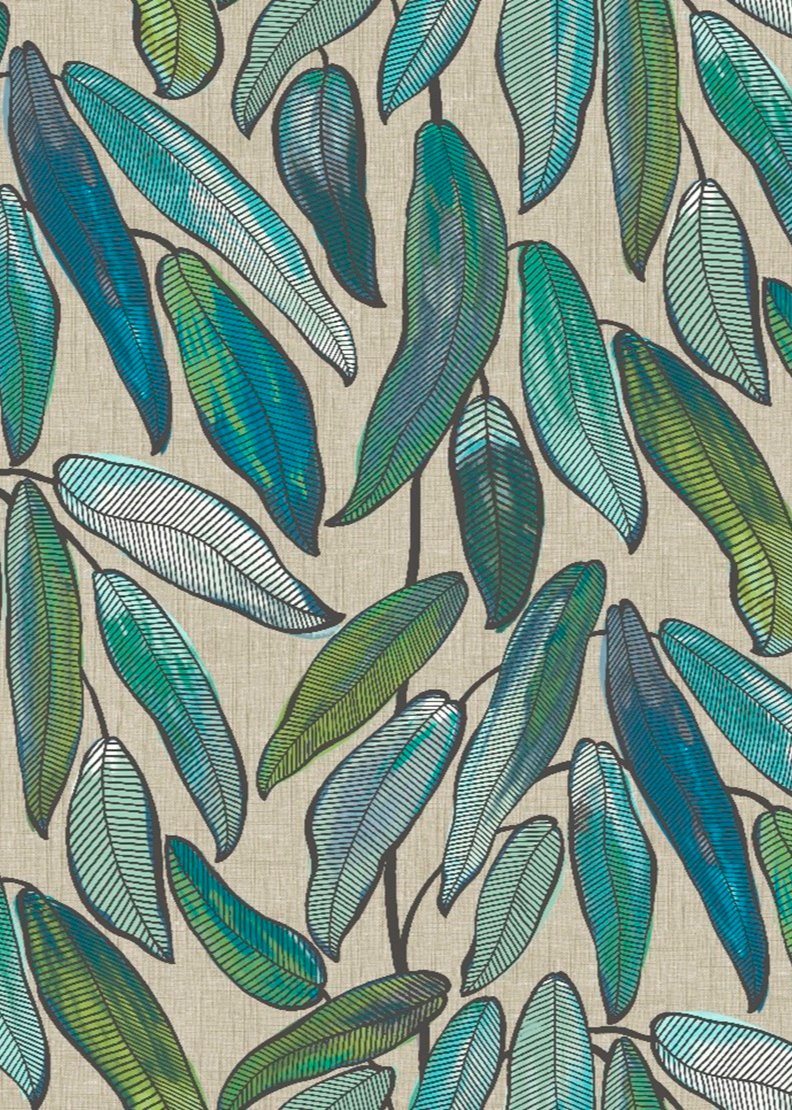 17115 Tropical Leaf Linen DISCO